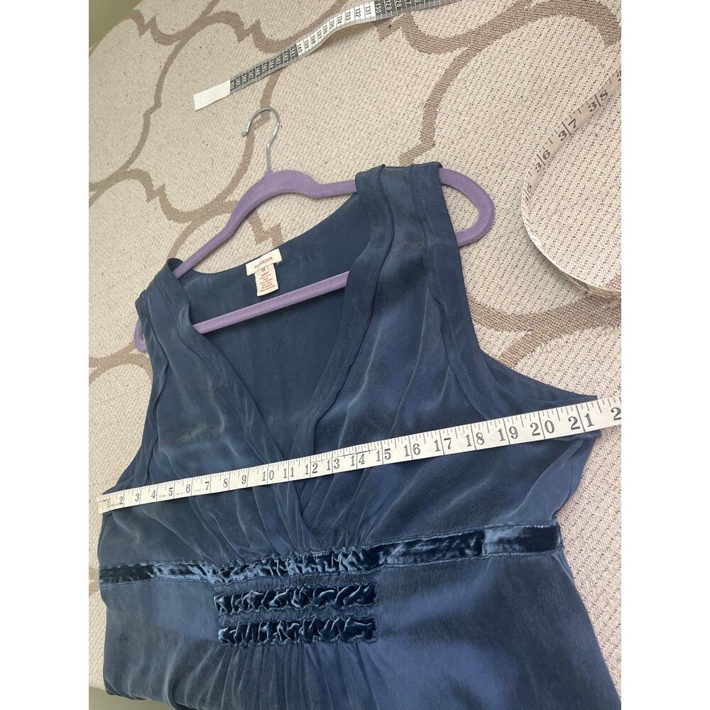 Sundance Sofia silk popover midi dress empire waist ruched velvet, size 14 - Picture 6 of 8
